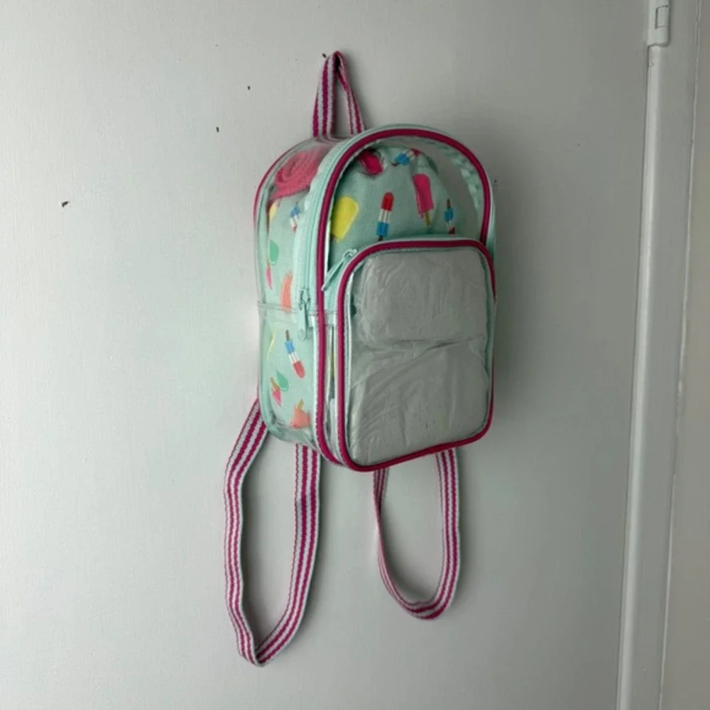 Sun Squad Mini Backpack Ice Cream Print Clear Pocket Kids Travel Bag